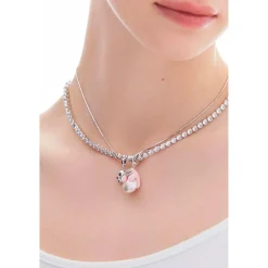 Lost In Echo Yetti Double-Layer Pearl Necklace Pink