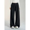 MacyMccoy Chenille Draped Wide-Leg Pants Black