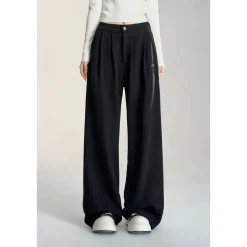 MacyMccoy Chenille Draped Wide-Leg Pants Black