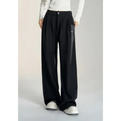 MacyMccoy Chenille Draped Wide-Leg Pants Black