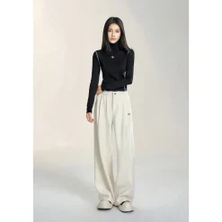 MacyMccoy Chenille Draped Wide-Leg Pants White