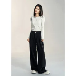 MacyMccoy Chenille Draped Wide-Leg Pants Black