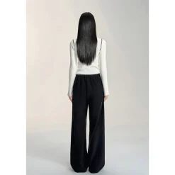 MacyMccoy Chenille Draped Wide-Leg Pants Black