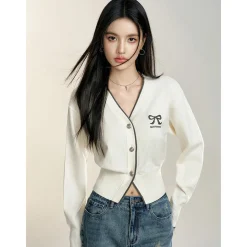 MacyMccoy Color Blocked Bow Knit Cardigan