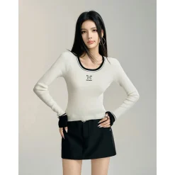 MacyMccoy Color Blocked Knit Top White