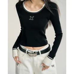MacyMccoy Color Blocked Knit Top Black