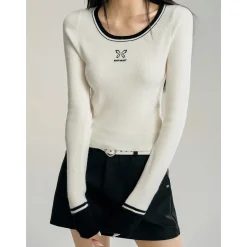 MacyMccoy Color Blocked Knit Top White
