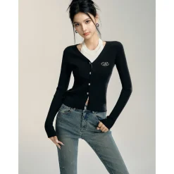 MacyMccoy Fake-2-Piece Color Blocked Knit Top Black