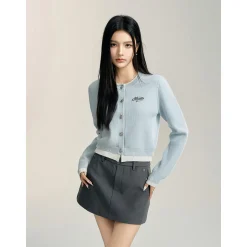 MacyMccoy Fake-2-Piece Color Blocked Cardigan Blue