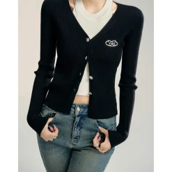 MacyMccoy Fake-2-Piece Color Blocked Knit Top Black
