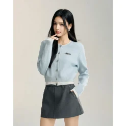MacyMccoy Fake-2-Piece Color Blocked Cardigan Blue