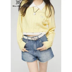 MacyMccoy Fake-2-Piece Frayed Edge Sweater