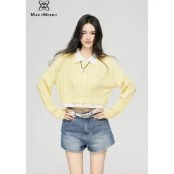 MacyMccoy Fake-2-Piece Frayed Edge Sweater