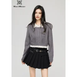 MacyMccoy Fake-2-Piece Frayed Edge Sweater