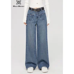 MacyMccoy Heart Pocket Wide-Leg Denim Jeans