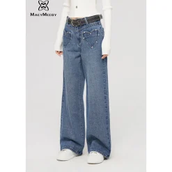 MacyMccoy Heart Pocket Wide-Leg Denim Jeans