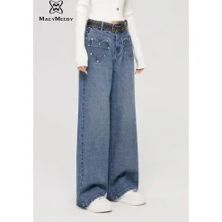 MacyMccoy Heart Pocket Wide-Leg Denim Jeans
