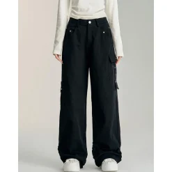 MacyMccoy Pleated Wide-Leg Cargo Pants Black