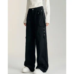 MacyMccoy Pleated Wide-Leg Cargo Pants Black