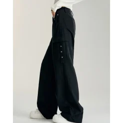 MacyMccoy Pleated Wide-Leg Cargo Pants Black
