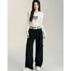 MacyMccoy Pleated Wide-Leg Cargo Pants Black