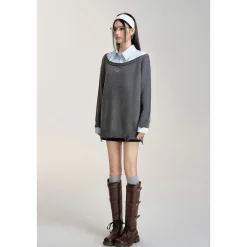 MacyMccoy Shirt Patchwork Irregular Silhouette Sweater