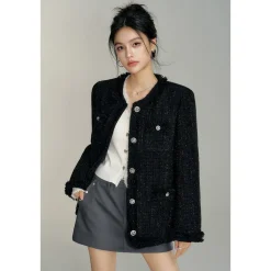 MacyMccoy Sparkly Drill Raw Edge Down Jacket Black