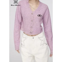 MacyMccoy Star Button Chain Destroy Cardigan