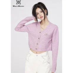 MacyMccoy Star Button Chain Destroy Cardigan