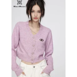 MacyMccoy Star Button Chain Destroy Cardigan