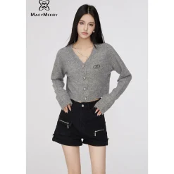 MacyMccoy Star Button Chain Destroy Cardigan