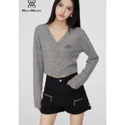 MacyMccoy Star Button Chain Destroy Cardigan