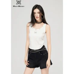 MacyMccoy Star Logo Destroyed Edges Shorts