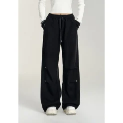 MacyMccoy Wrinkle Wide-Leg Fleece-Lined Pants Black