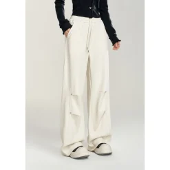 MacyMccoy Wrinkle Wide-Leg Fleece-Lined Pants White