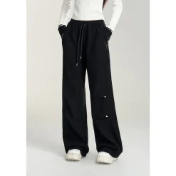 MacyMccoy Wrinkle Wide-Leg Fleece-Lined Pants Black