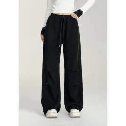 MacyMccoy Wrinkle Wide-Leg Fleece-Lined Pants Black