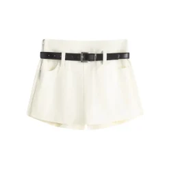 Marc Moore A-Line Denim Skirt Shorts White