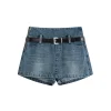 Marc Moore A-Line Denim Skirt Shorts Blue