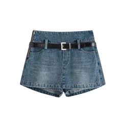 Marc Moore A-Line Denim Skirt Shorts Blue