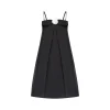 Marc Moore Camellia Jewelled Halter Ruffled Dress Black