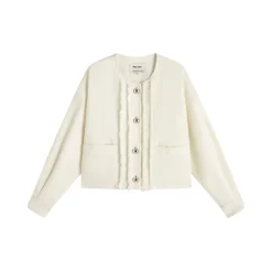 Marc Moore Raw Edge Metal Button Jacket White