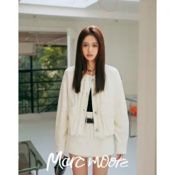 Marc Moore Raw Edge Metal Button Jacket White