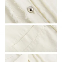 Marc Moore Raw Edge Metal Button Jacket White