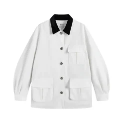 Marc Moore Retro Contrast Color Cargo Jacket White