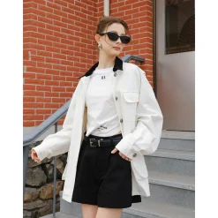 Marc Moore Retro Contrast Color Cargo Jacket White