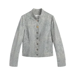Marc Moore Retro Denim Printed Short Jacket Grey
