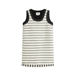 Marc Moore Striped Fringes Raw Edges Vest Dress