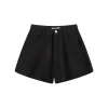 Marc Moore Washed A-Line Denim Shorts Black