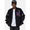MEDM Embroidery M Logo Varsity Jacket Black